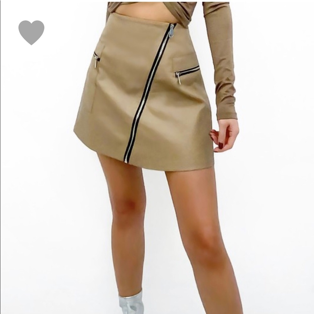 Vegan leather skirt tan